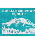 Turquoise Buffalo Mountain summit flag featuring 12,781 ft elevation, Silverthorne Colorado hiking keepsake and gift for hikers.
