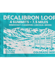 Turquoise Decalibron Loop summit flag featuring Mount Democrat, Mount Cameron, Mount Lincoln, and Mount Bross, Colorado 14er completion keepsake, perfect gift for hikers and climbers