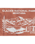 Brown Glacier National Park flag featuring Montana mountain artwork, national park adventure keepsake and gift for hikers.