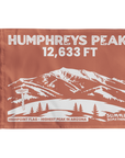 Brown Humphreys Peak flag featuring 12,633 ft elevation, Arizona state highpoint and Flagstaff mountain design