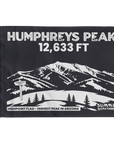 Charcoal Humphreys Peak flag featuring 12,633 ft elevation, Arizona state highpoint and Flagstaff mountain design