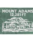 Green Mount Adams summit flag featuring 12,281 ft elevation and Washington Cascade volcano artwork