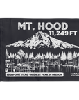Charcoal Mt. Hood summit flag featuring 11,249 ft elevation and an illustration of Oregon’s highest peak.