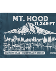 Navy Mt. Hood summit flag featuring 11,249 ft elevation and an illustration of Oregon’s highest peak.