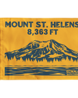Goldenrod Mount St. Helens summit flag featuring 8,363 ft elevation and Washington Cascade volcano illustration.