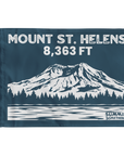 Navy Mount St. Helens summit flag featuring 8,363 ft elevation and Washington Cascade volcano illustration.