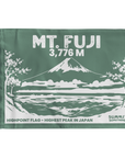 Green Mount Fuji summit flag featuring Japan's highest mountain at 3,776 meters and original volcanic peak artwork