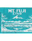 Turquoise Mount Fuji summit flag featuring Japan's highest mountain at 3,776 meters and original volcanic peak artwork