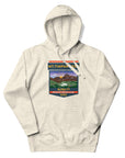 Oatmeal color Mount Timpanogos hoodie featuring 11,752 ft Utah mountain artwork, Wasatch Range hiking apparel and gift for Timp hikers