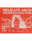 Orange Delicate Arch Trail summit flag- Orange Summit Flag displaying the iconic and famous Delicate Arch in Arches National Park - A souvenir to hike with and take home to display on the wall -- Made by Summit Something also known as 5ummit 5omething