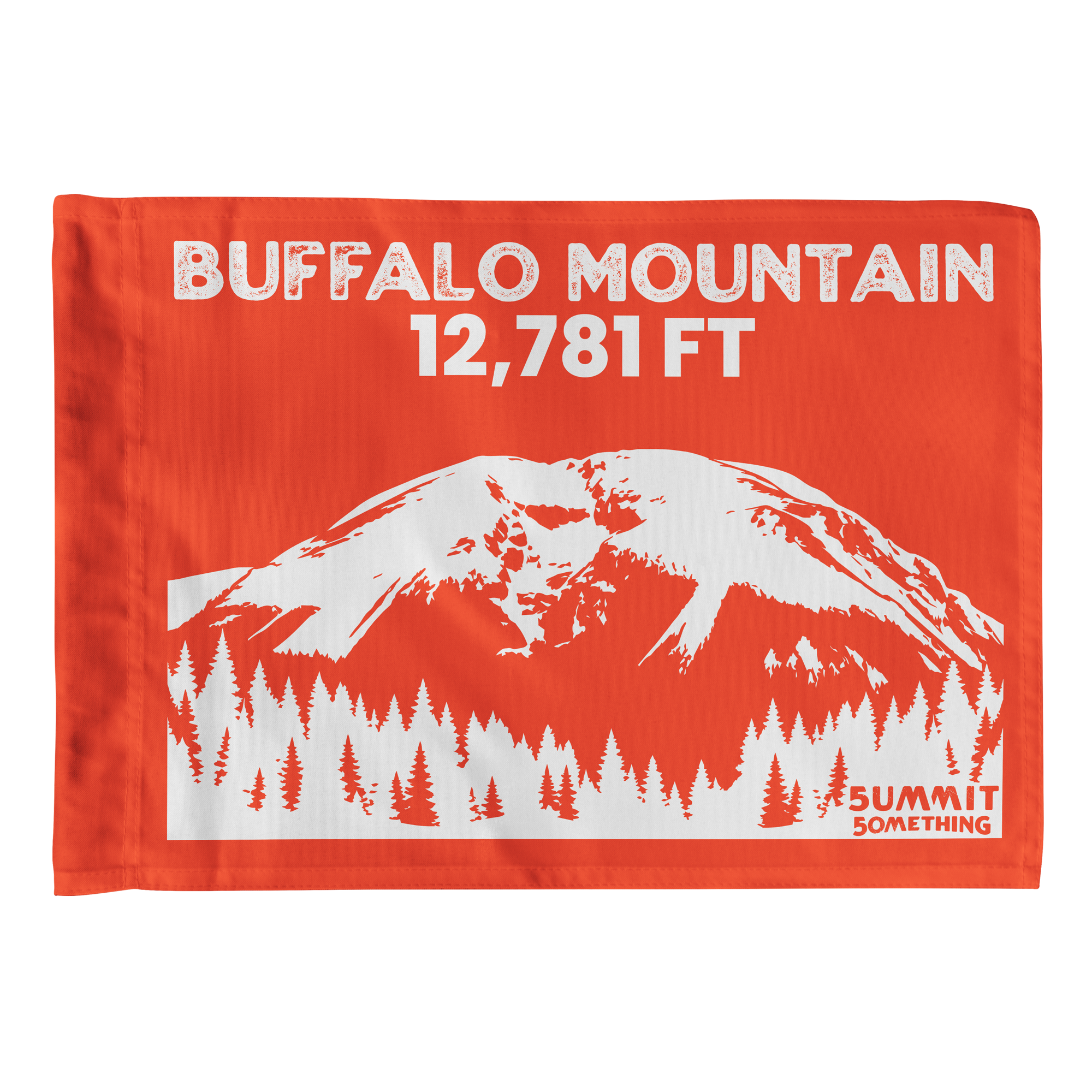 Orange Buffalo Mountain summit flag featuring 12,781 ft elevation, Silverthorne Colorado hiking keepsake and gift for hikers.