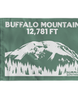 Green Buffalo Mountain summit flag featuring 12,781 ft elevation, Silverthorne Colorado hiking keepsake and gift for hikers.