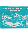 Turquoise Glacier National Park flag featuring Montana mountain artwork, national park adventure keepsake and gift for hikers.