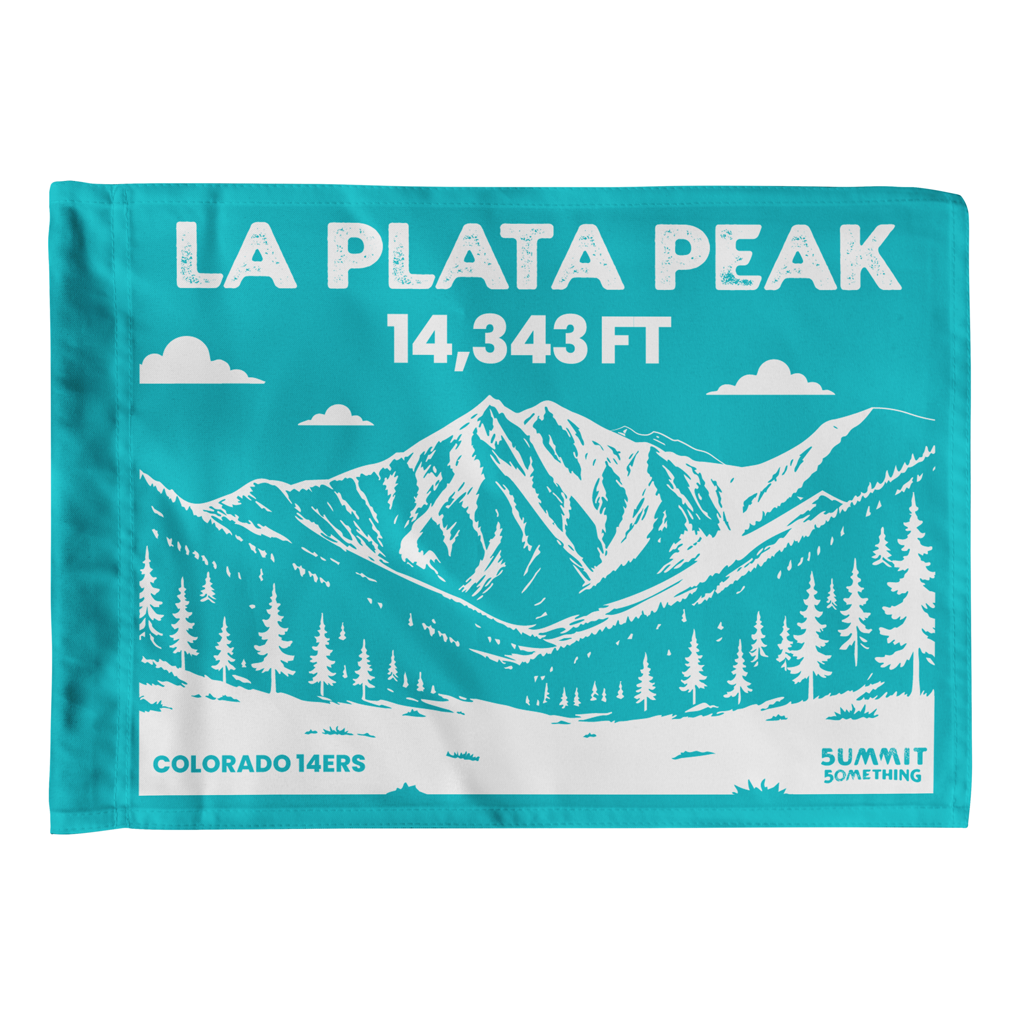 Turquoise La Plata Peak Colorado 14er Summit Flag – 14,343 ft elevation keepsake for hikers.