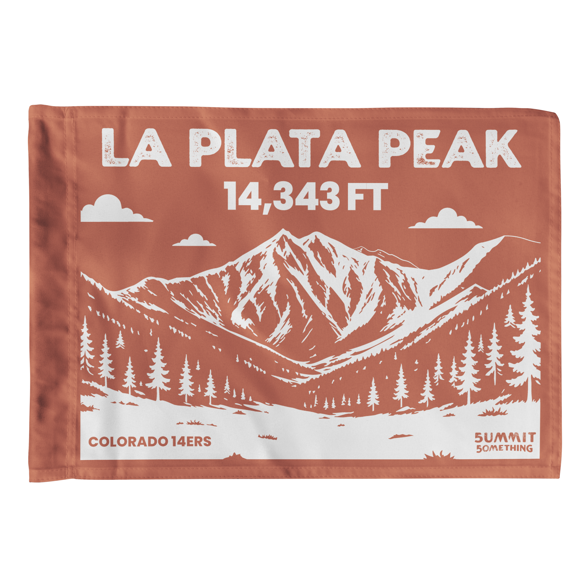 Brown La Plata Peak Colorado 14er Summit Flag – 14,343 ft elevation keepsake for hikers.

