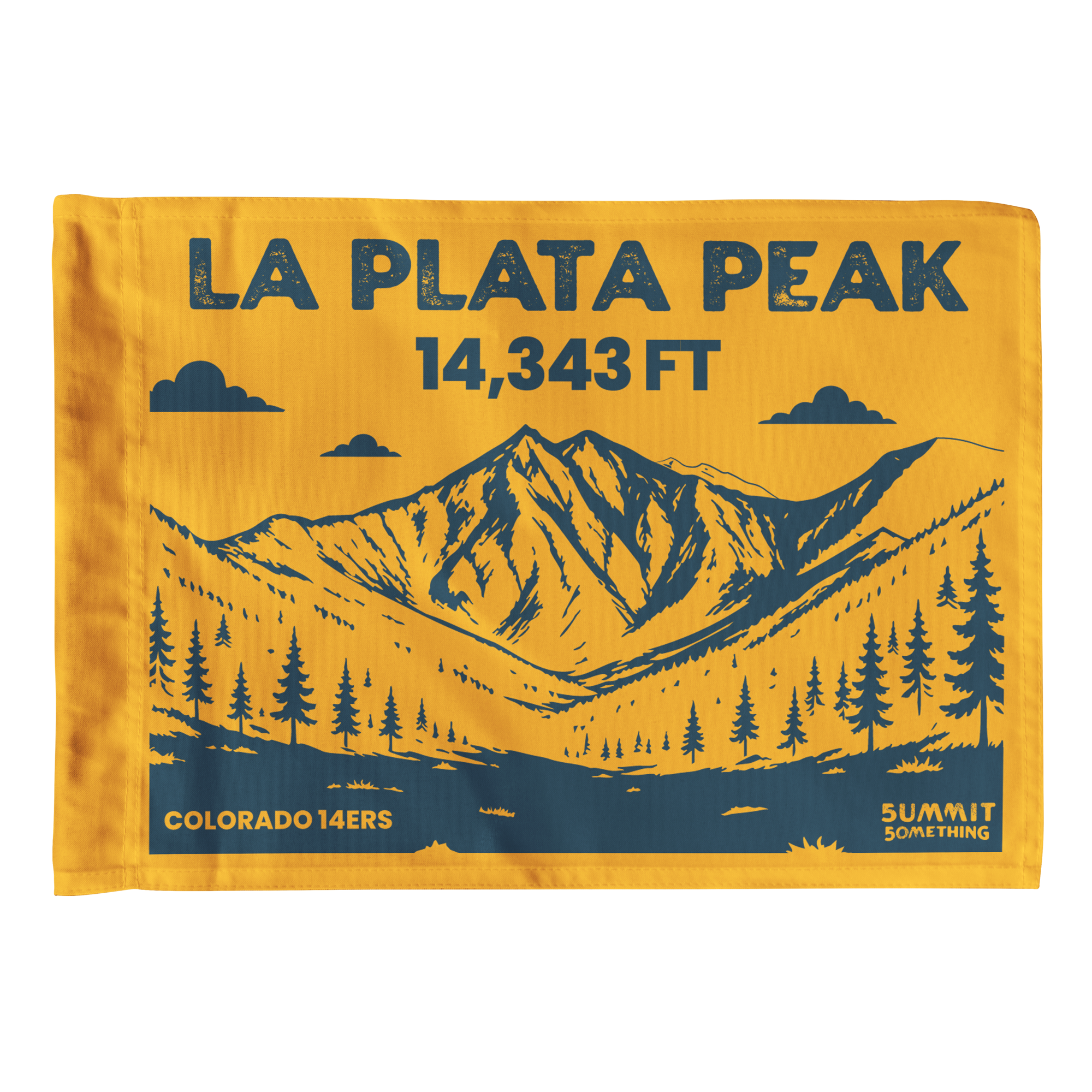 Yellow La Plata Peak Colorado 14er Summit Flag – 14,343 ft elevation keepsake for hikers.