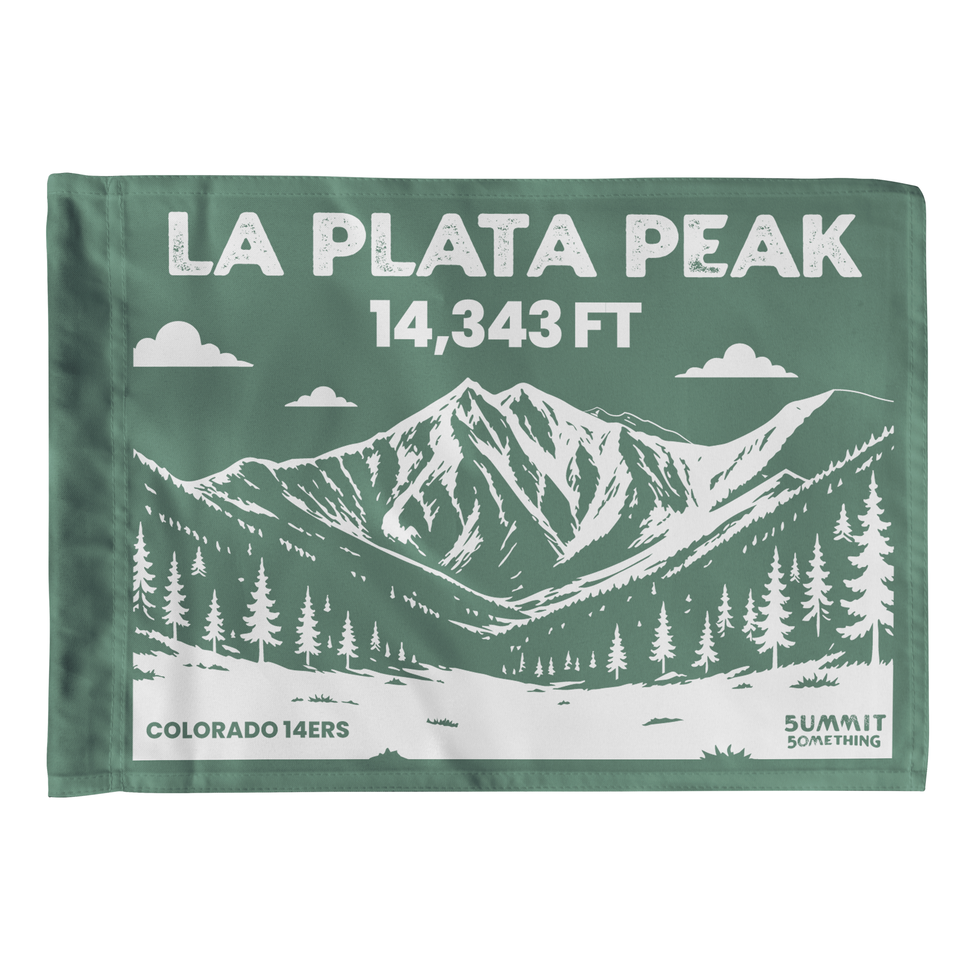 Green La Plata Peak Colorado 14er Summit Flag – 14,343 ft elevation keepsake for hikers.