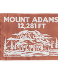 Brown Mount Adams summit flag featuring 12,281 ft elevation and Washington Cascade volcano artwork