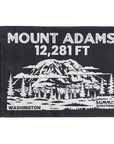 Charcoal Mount Adams summit flag featuring 12,281 ft elevation and Washington Cascade volcano artwork
