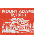 Orange Mount Adams summit flag featuring 12,281 ft elevation and Washington Cascade volcano artwork
