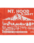 Orange Mt. Hood summit flag featuring 11,249 ft elevation and an illustration of Oregon’s highest peak.