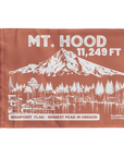 Brown Mt. Hood summit flag featuring 11,249 ft elevation and an illustration of Oregon’s highest peak.