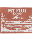 Brown Mount Fuji summit flag featuring Japan's highest mountain at 3,776 meters and original volcanic peak artwork