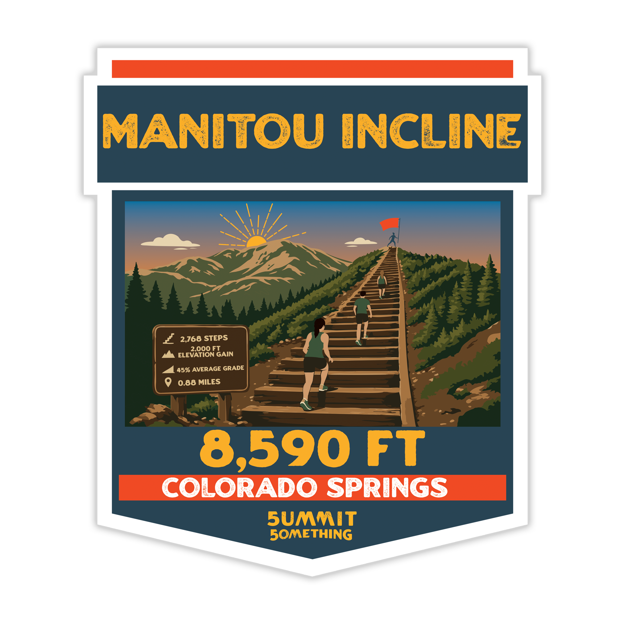 Commemorative sticker for the Manitou Incline in Colorado Springs, CO