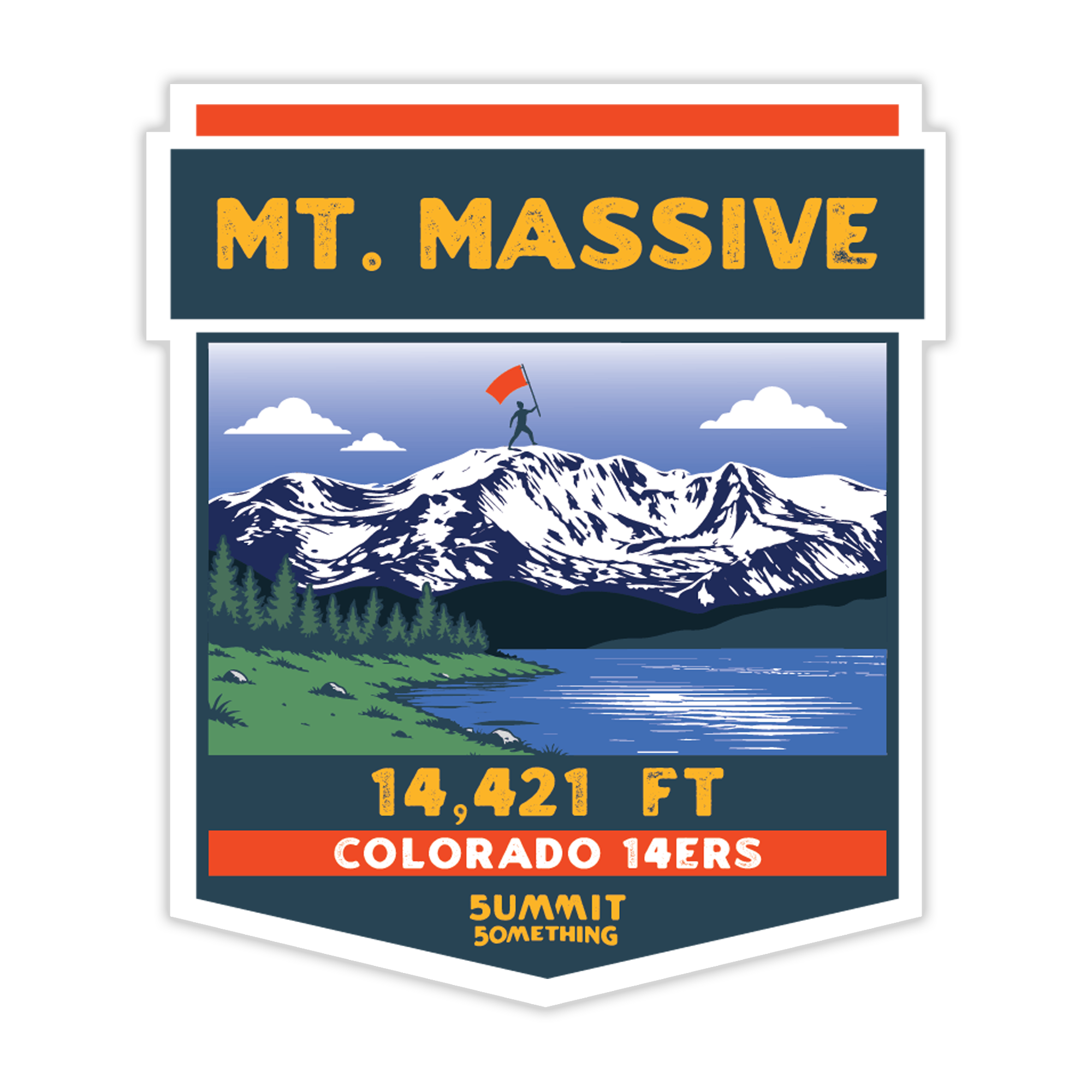 Sticker of Mount Massive with mountain landscape and summit details.