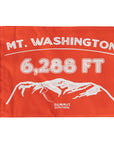 Orange Mount Washington summit flag- Mount Washington trail- - A souvenir to hike with and to display on the wall afterwards featuring the iconic and famous 6,288 foot "Mount Washington" - summit - which is the highest point in New England and in the White Mountains - displays the cog railway near Gorham, New Hampshire- made by Summit Something also known as 5ummit 5omething