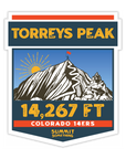 Sticker of Torreys Peak, a popular Colorado 14er, with mountain illustration and summit height information.