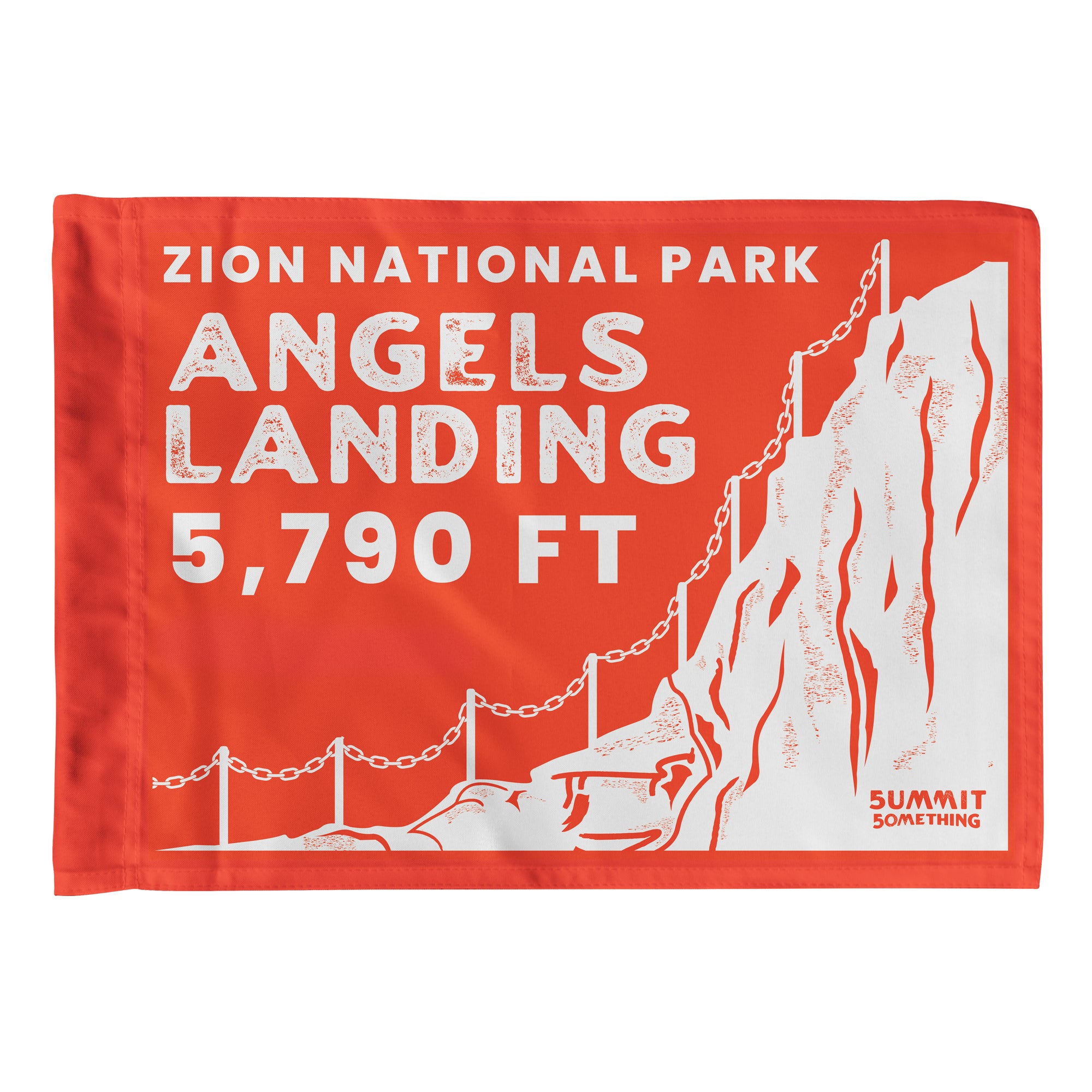 Zion National Park Angels Landing Orange Summit Flag - A souvenir to hike with featuring &quot;Angels Landing&quot; and the elevation of the summit &quot;5,790 ft&quot; made by 5ummit 5omething