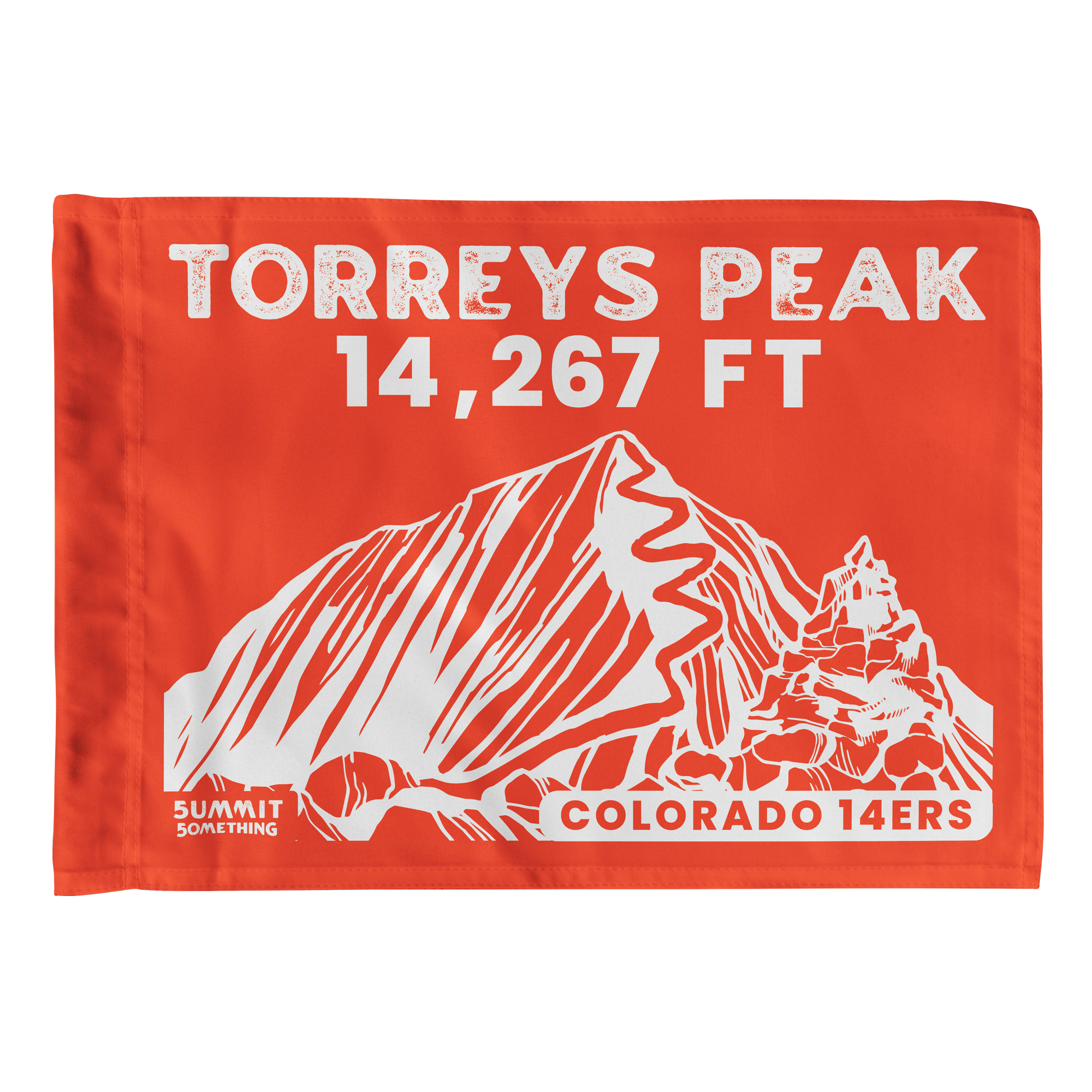 5ummit flag displaying Torreys Peak  and elevation of 14,267 made by 5ummit 5omething - Colorado 14ers collection - Near Denver, CO in he Colorado Rocky Mountains