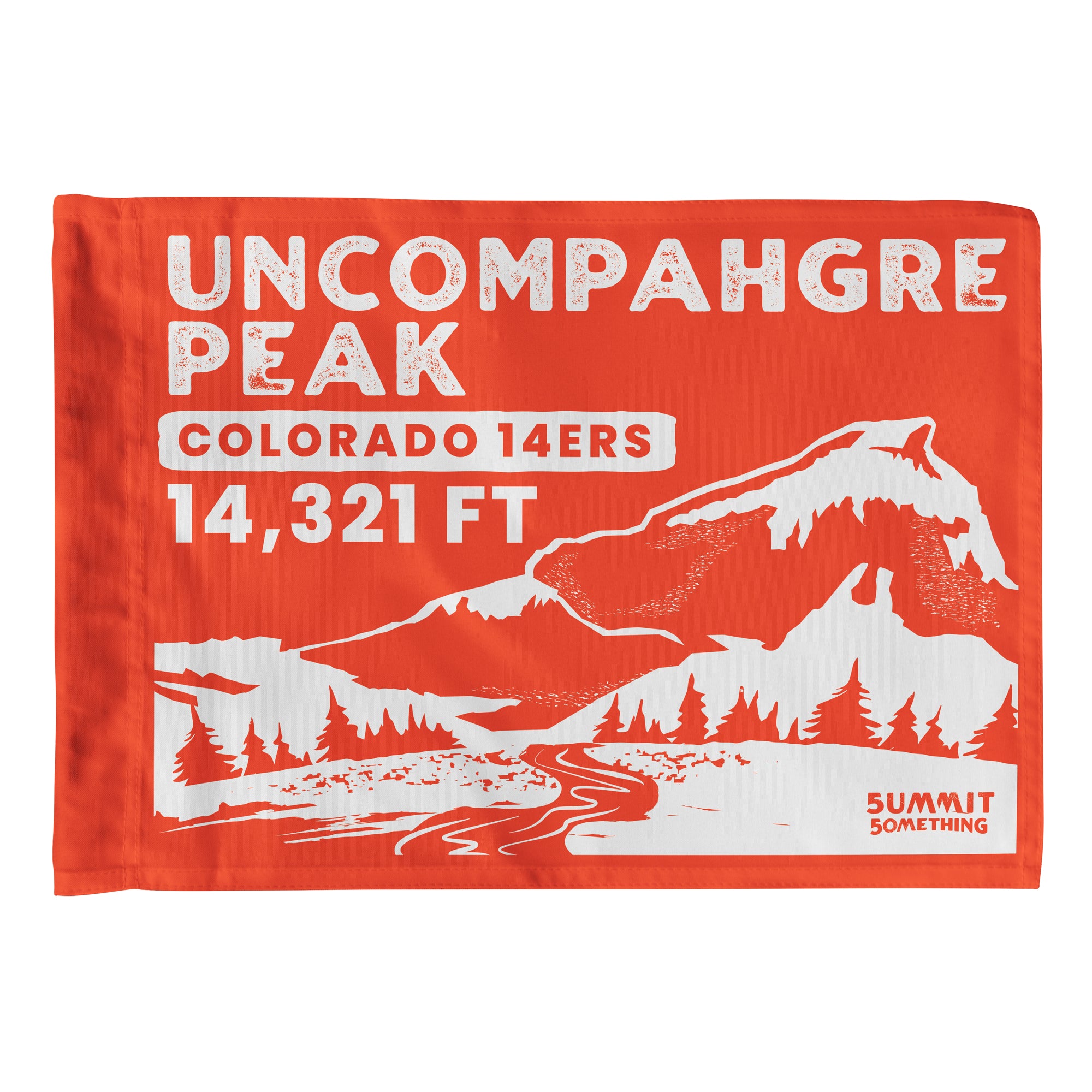 ii. Uncompahgre Peak summit- Nellie Creek Trail - Orange Summit Flag - A souvenir to hike with and to display on the wall afterwards featuring the iconic and famous 14,321 foot &quot;Uncompahgre Peak&quot; near Lake City, CO- made by 5ummit 5omething