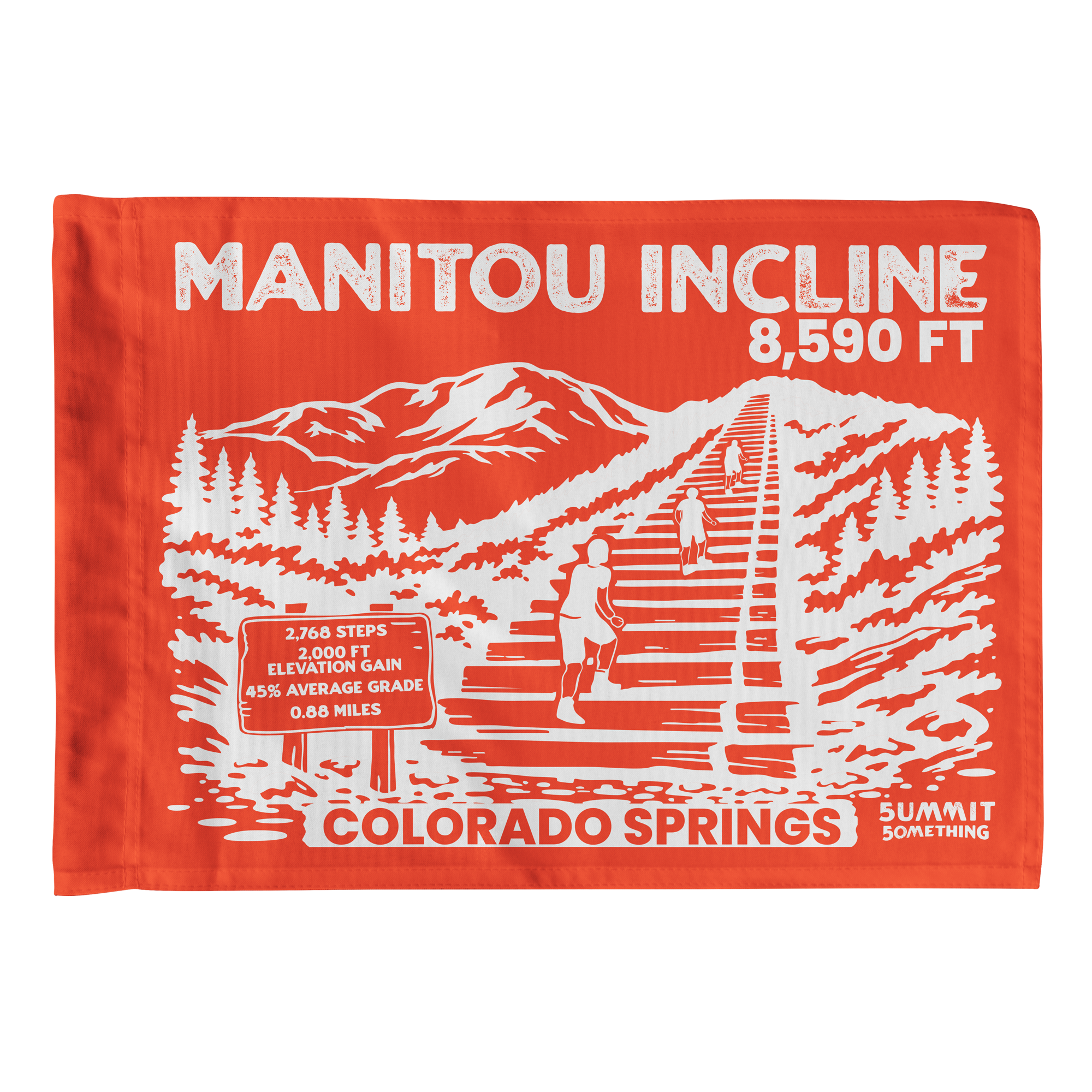 Orange summit flag for the famous Manitou Incline to celebrate reaching the top.  The perfect hiker gift.