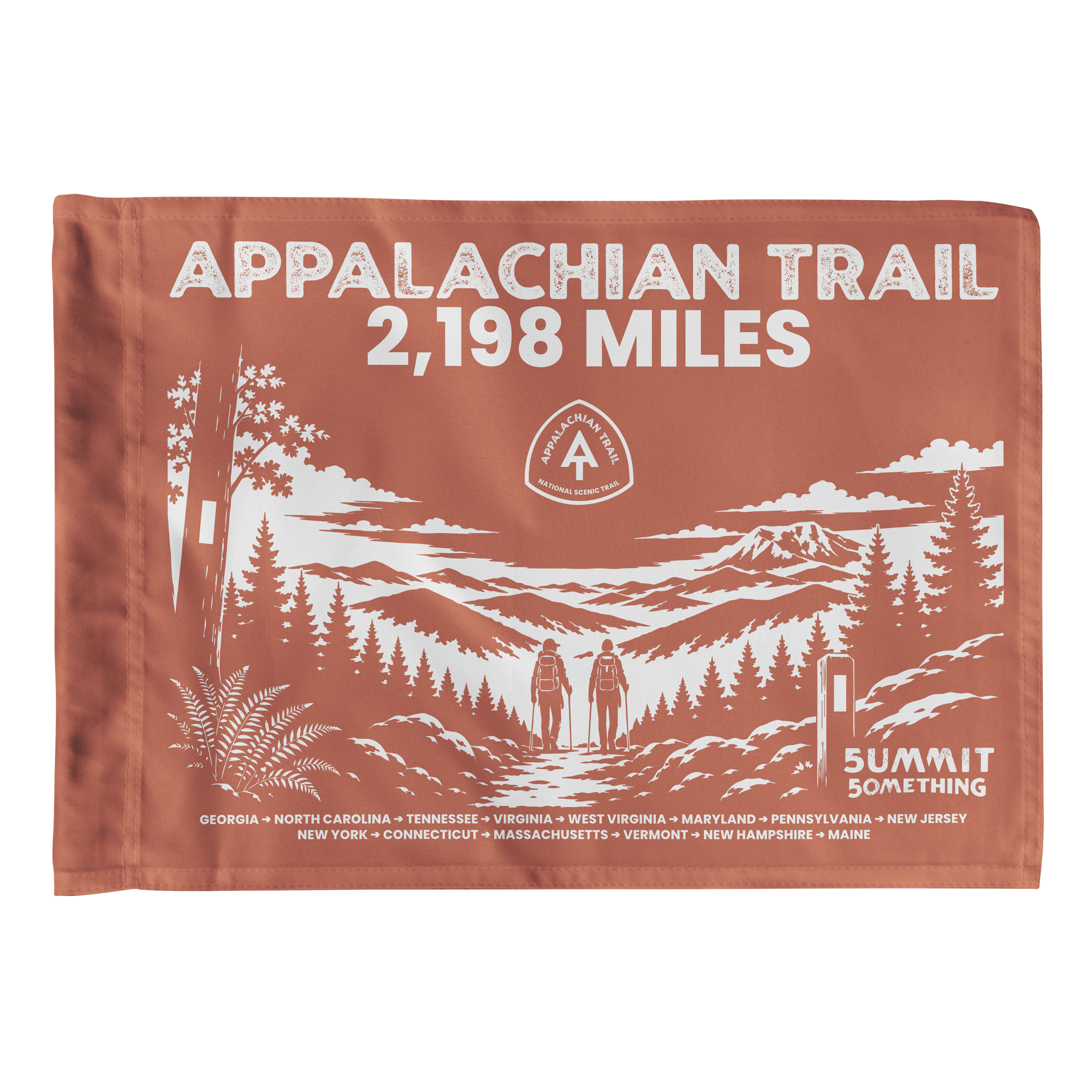 Appalachian Trail Flag featuring a mountain-inspired design for hikers, backpackers, and outdoor enthusiasts.