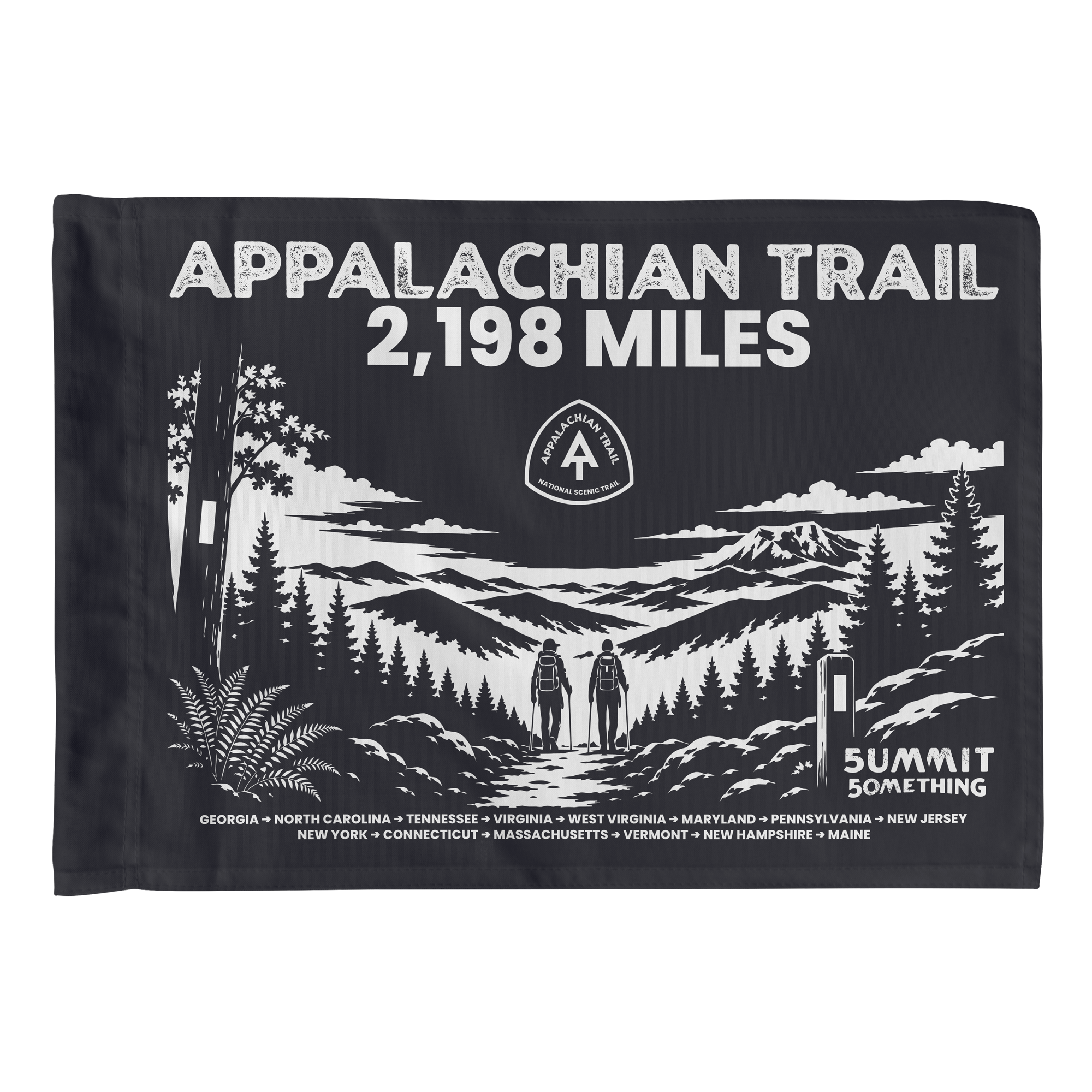 Appalachian Trail Flag featuring a mountain-inspired design for hikers, backpackers, and outdoor enthusiasts.