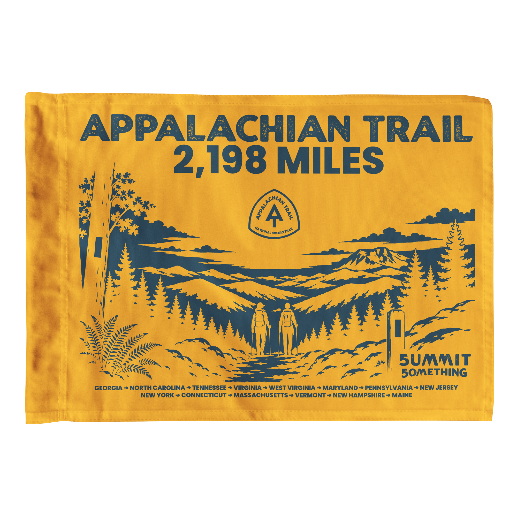 Appalachian Trail Flag featuring a mountain-inspired design for hikers, backpackers, and outdoor enthusiasts.