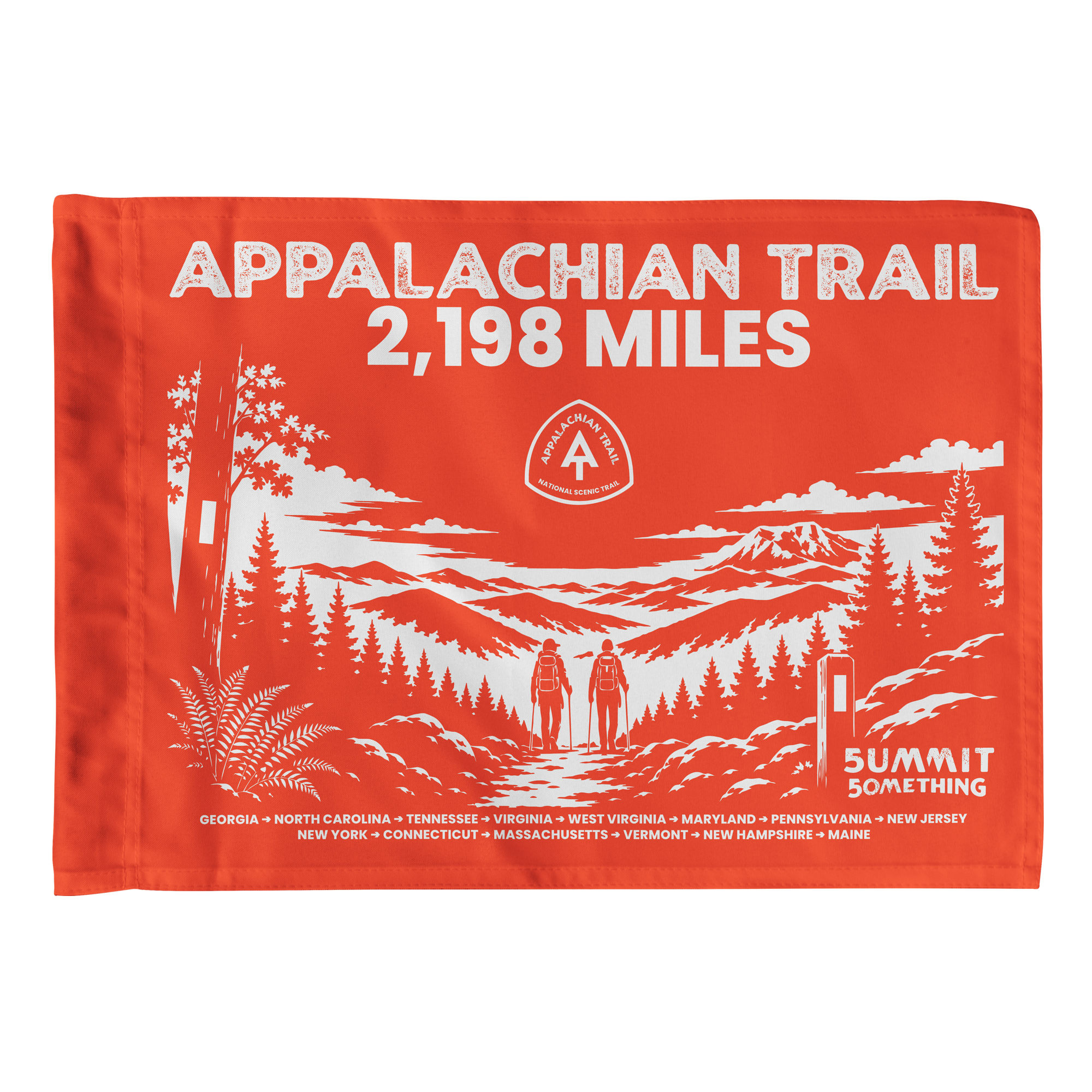 Appalachian Trail Flag featuring a mountain-inspired design for hikers, backpackers, and outdoor enthusiasts.