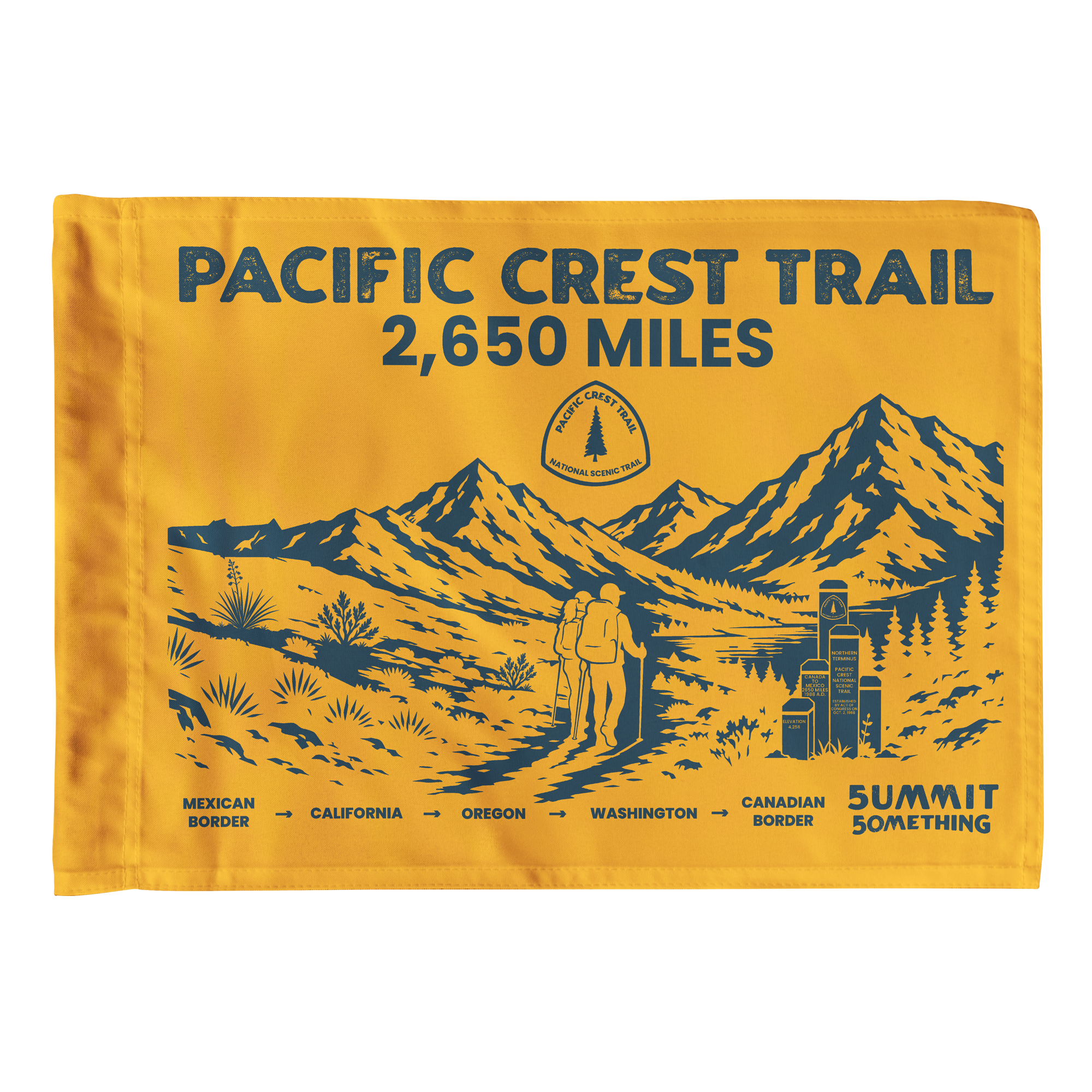 Pacific Crest Trail Flag featuring mountain-inspired design for hikers and backpackers
