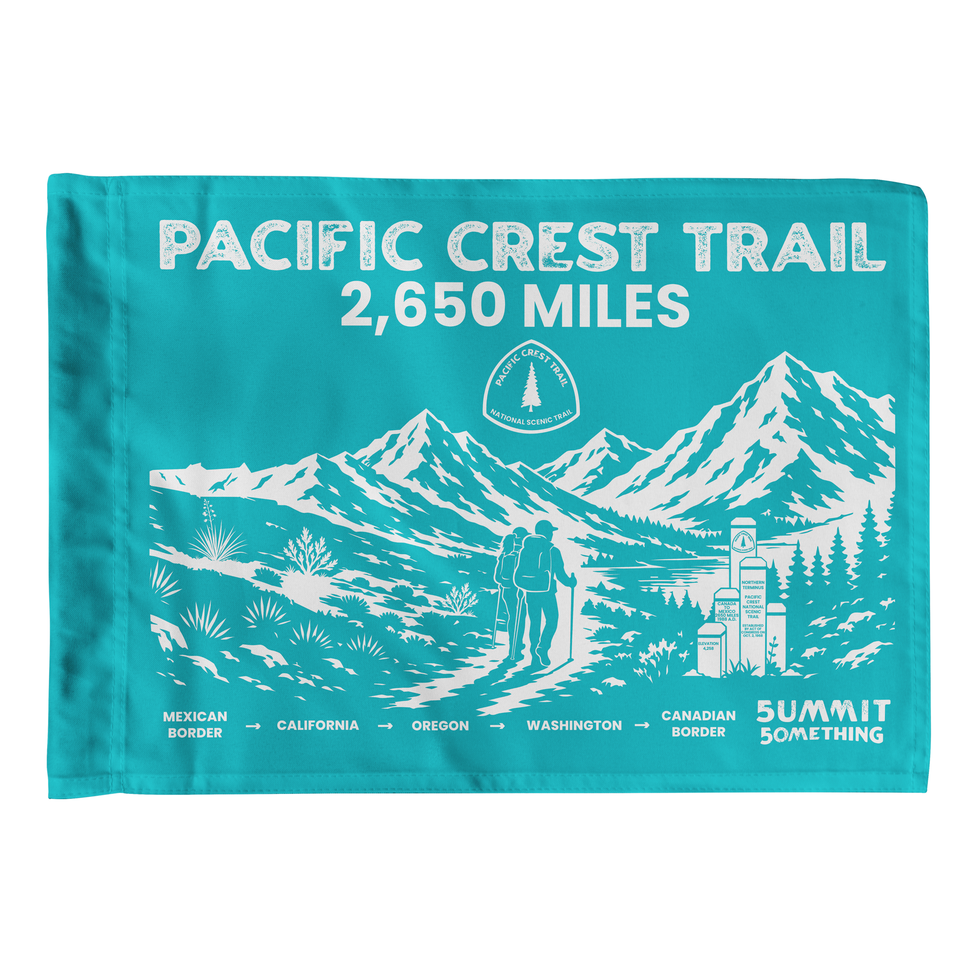 Pacific Crest Trail Flag featuring mountain-inspired design for hikers and backpackers