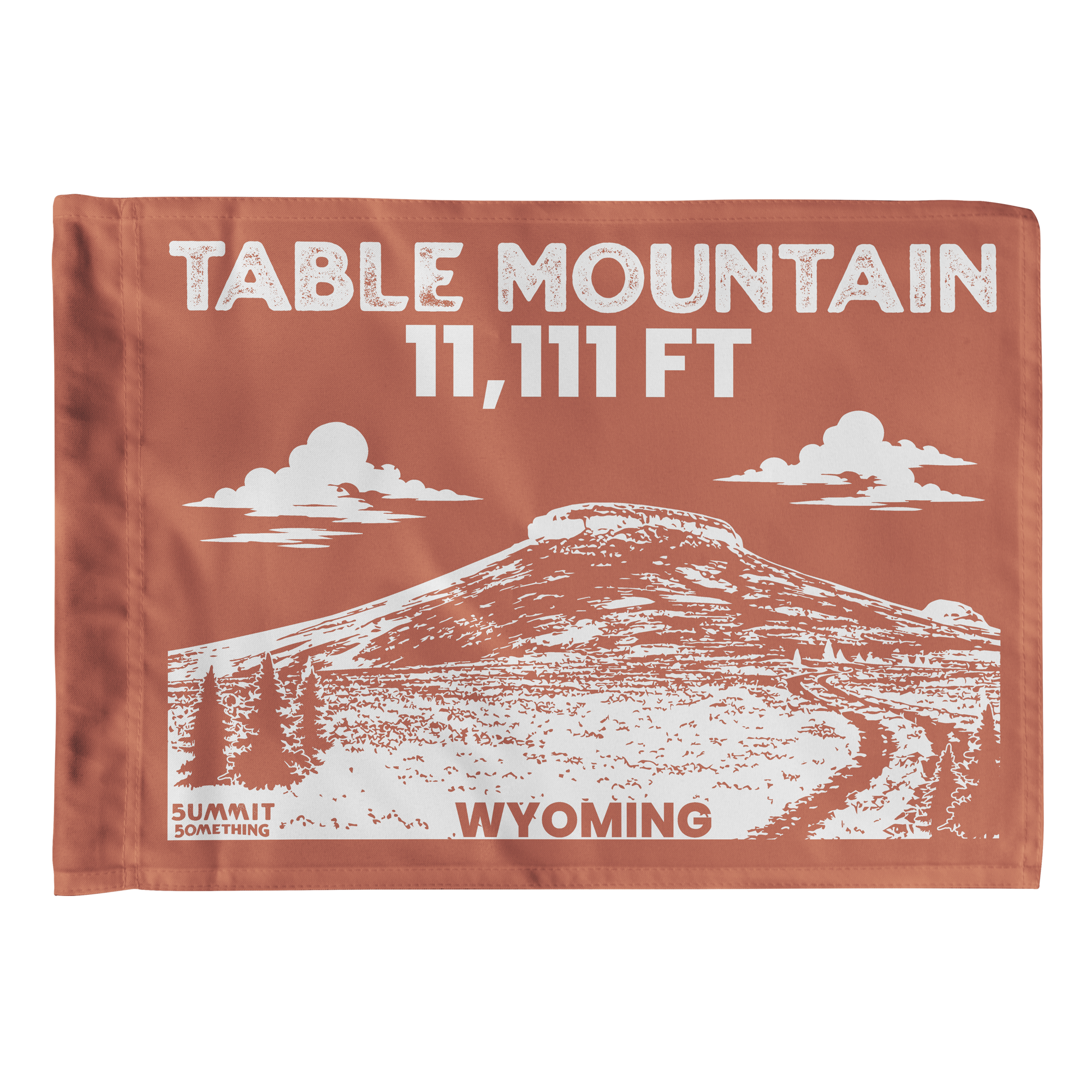 Table Mountain Wyoming Flag featuring a mountain-inspired design celebrating one of Wyoming's most iconic hiking destinations.