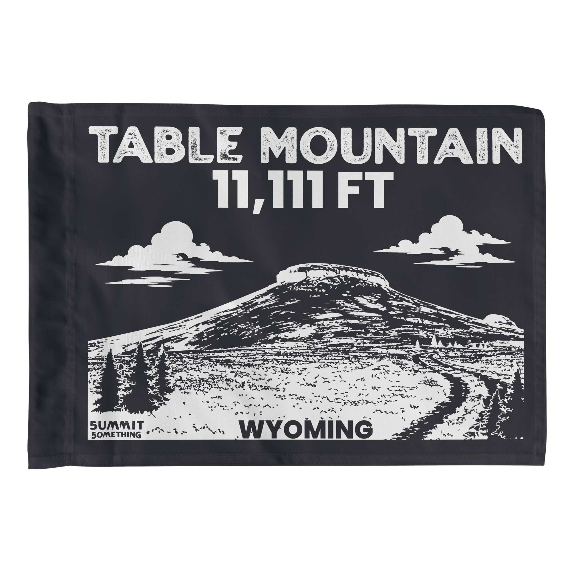 Table Mountain Wyoming Flag featuring a mountain-inspired design celebrating one of Wyoming's most iconic hiking destinations.