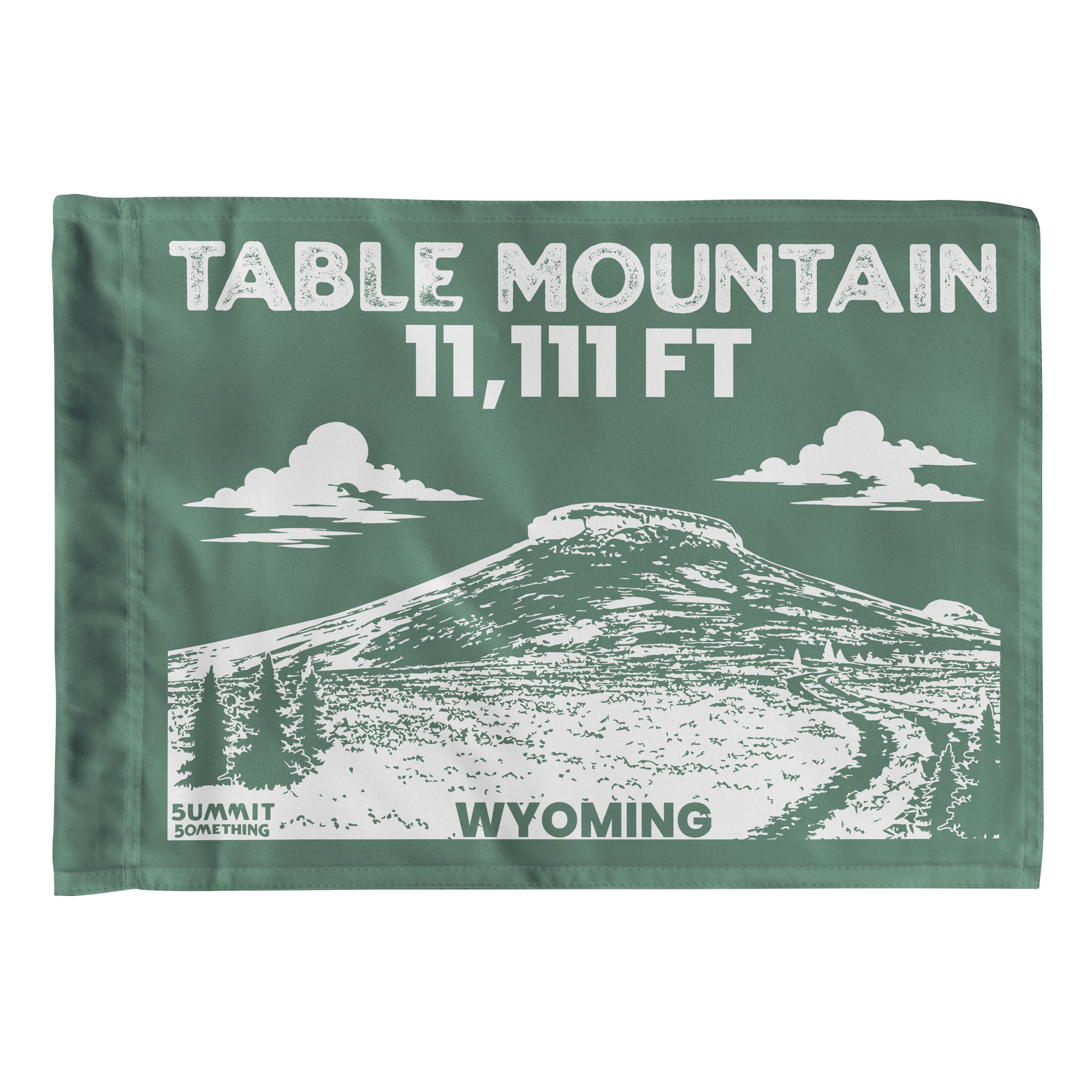 Table Mountain Wyoming Flag featuring a mountain-inspired design celebrating one of Wyoming's most iconic hiking destinations.