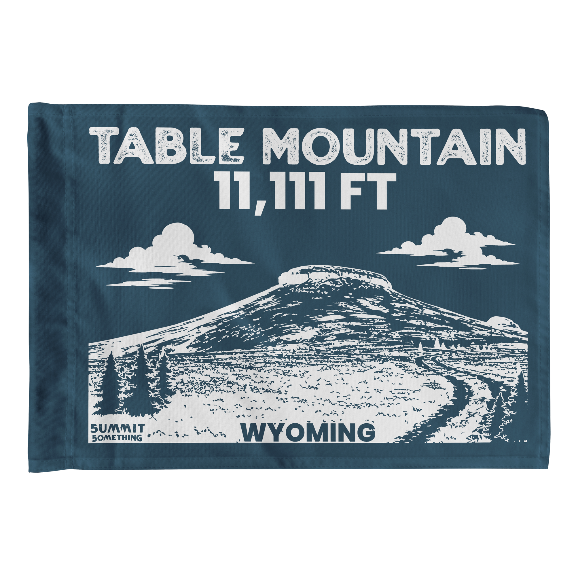 Table Mountain Wyoming Flag featuring a mountain-inspired design celebrating one of Wyoming's most iconic hiking destinations.