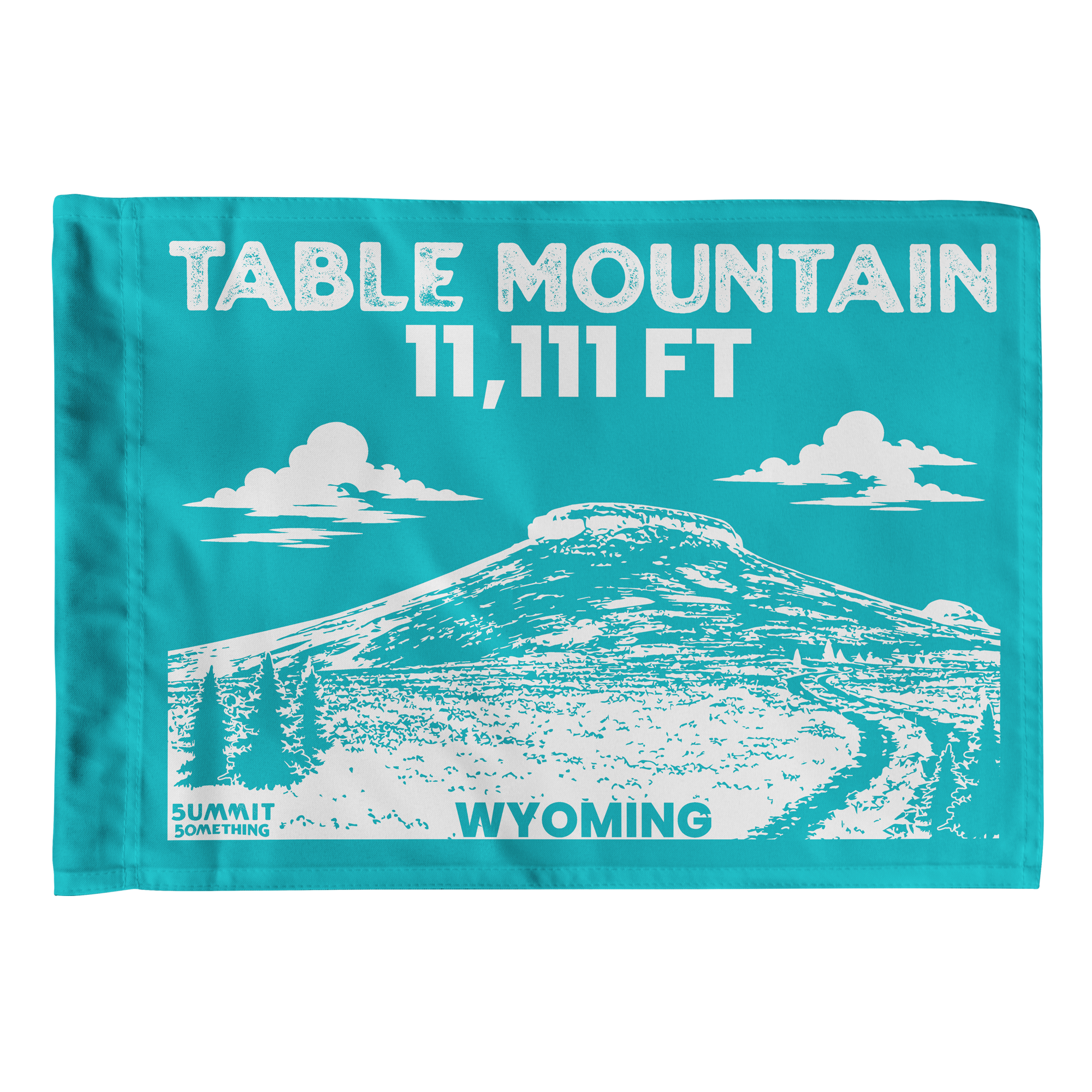 Table Mountain Wyoming Flag featuring a mountain-inspired design celebrating one of Wyoming's most iconic hiking destinations.