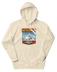 Bone color Mount Everest hoodie featuring 8,849 meter elevation and Himalayas mountain artwork, adventure apparel and gift for climbers, trekkers and mountain lovers.