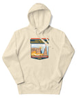 Bone color Colorado National Monument hoodie featuring Colorado hiking and red rock landscape artwork, outdoor apparel and gift for hikers and national park adventurers.