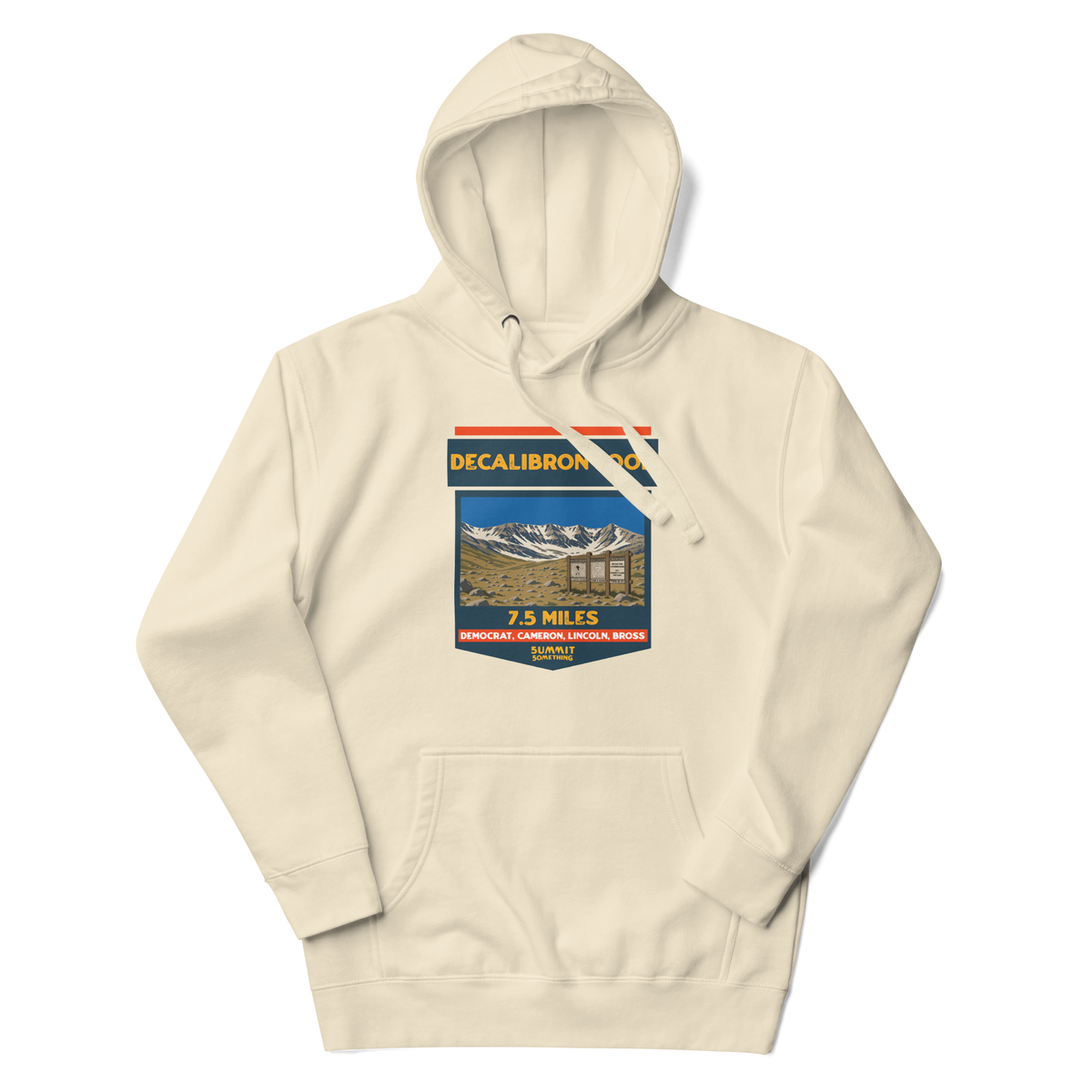 Decalibron Loop hoodie featuring Mount Democrat, Mount Cameron, Mount Lincoln and Mount Bross, Colorado 14er hiking apparel for peak baggers