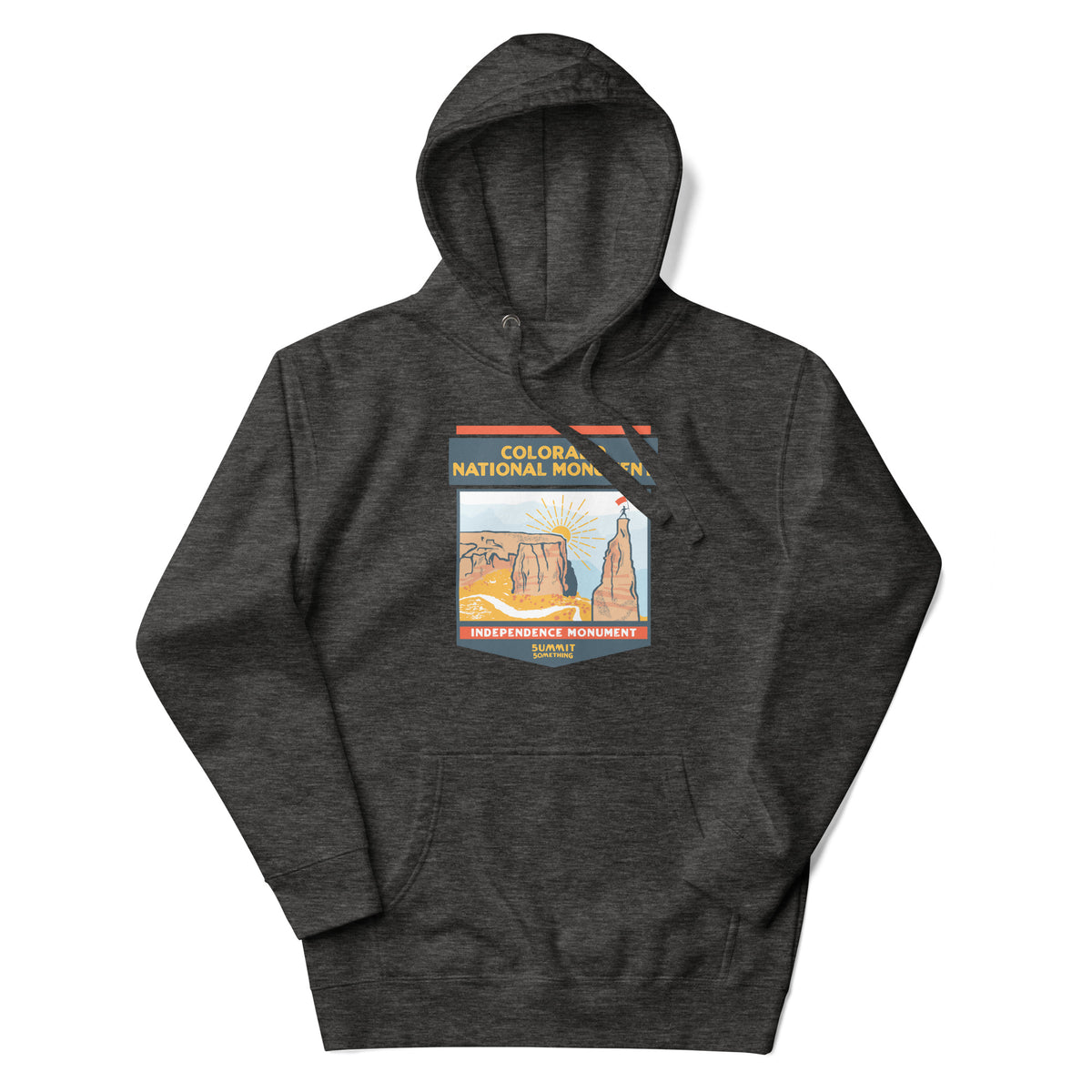 Colorado National Monument hoodie featuring Colorado hiking and red rock landscape artwork, outdoor apparel and gift for hikers and national park adventurers.